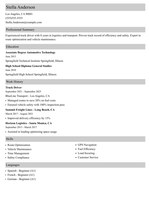 sample resume example
