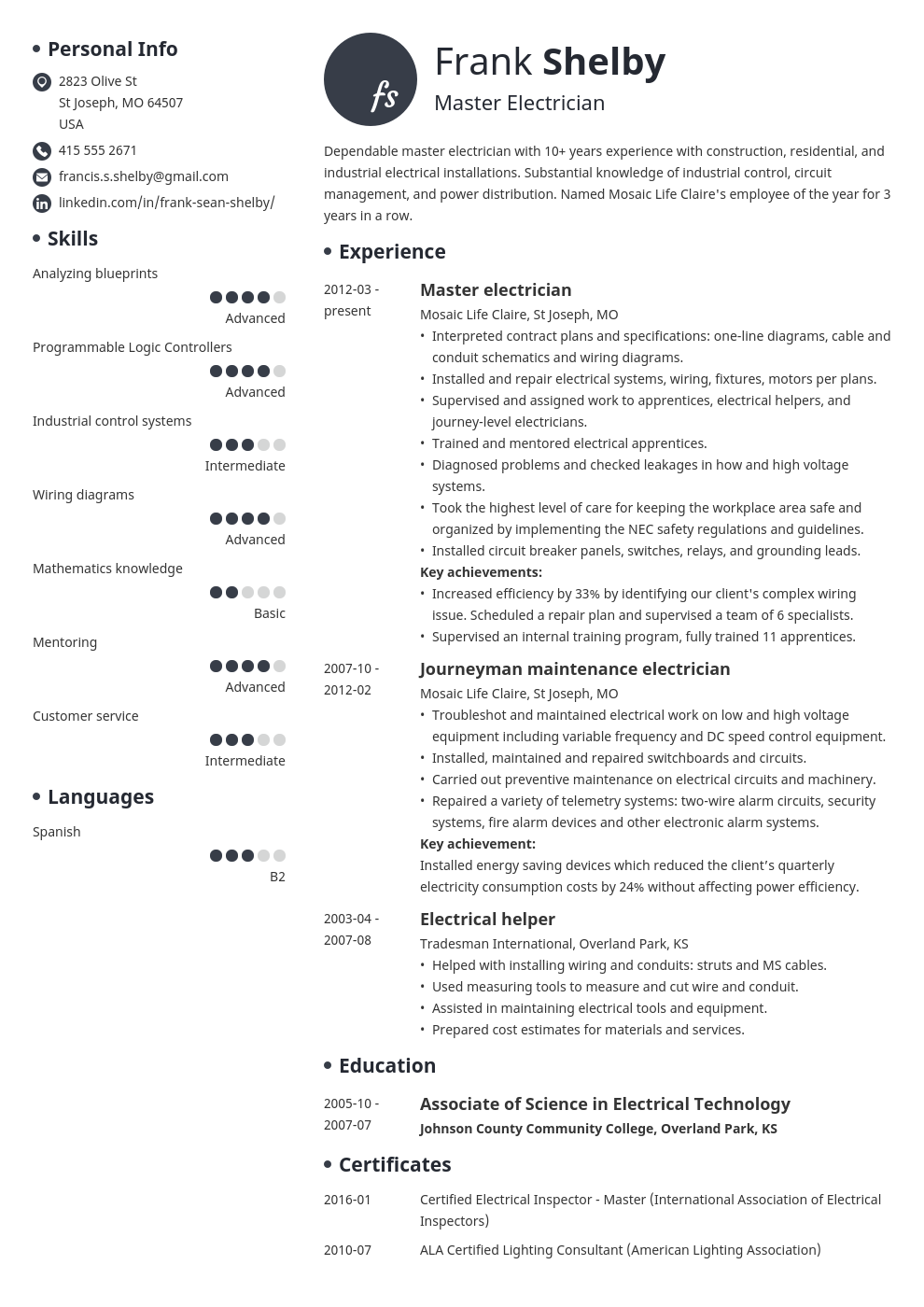 another word for experience resume