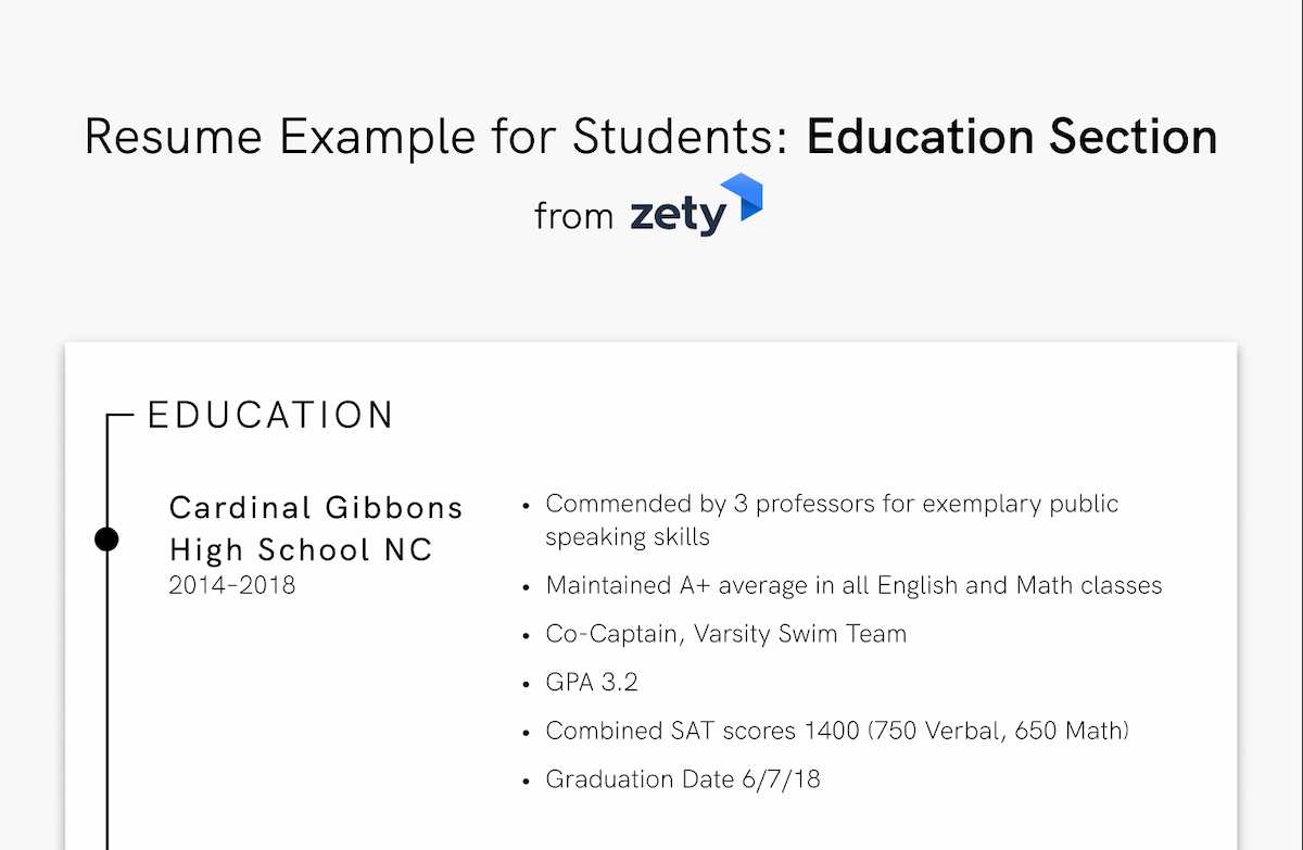 Resume Example for Students Education Section