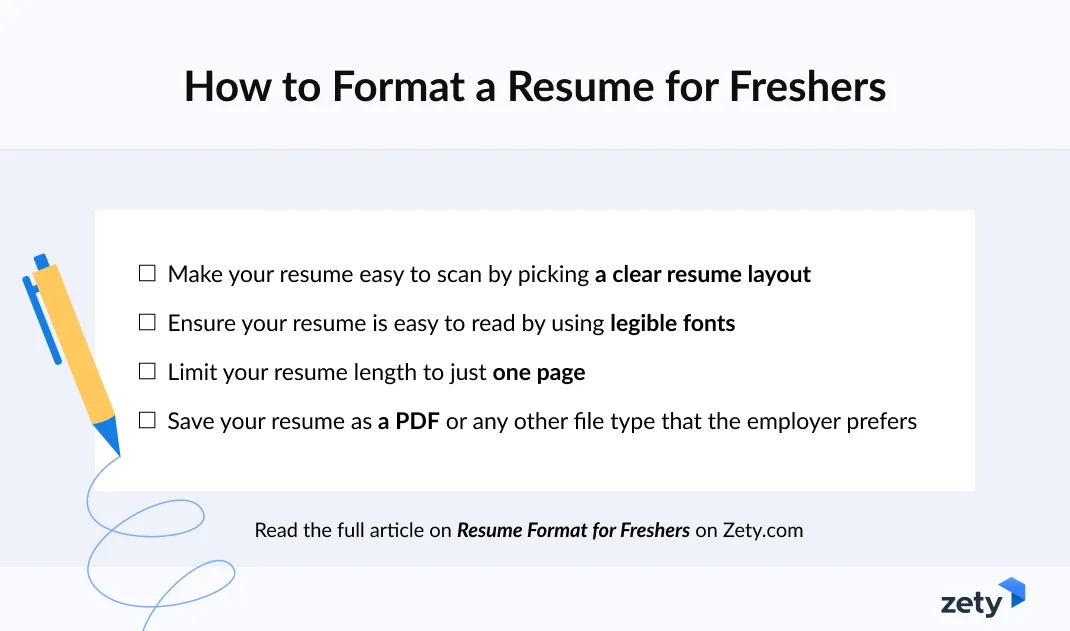 how to format a resume for freshers