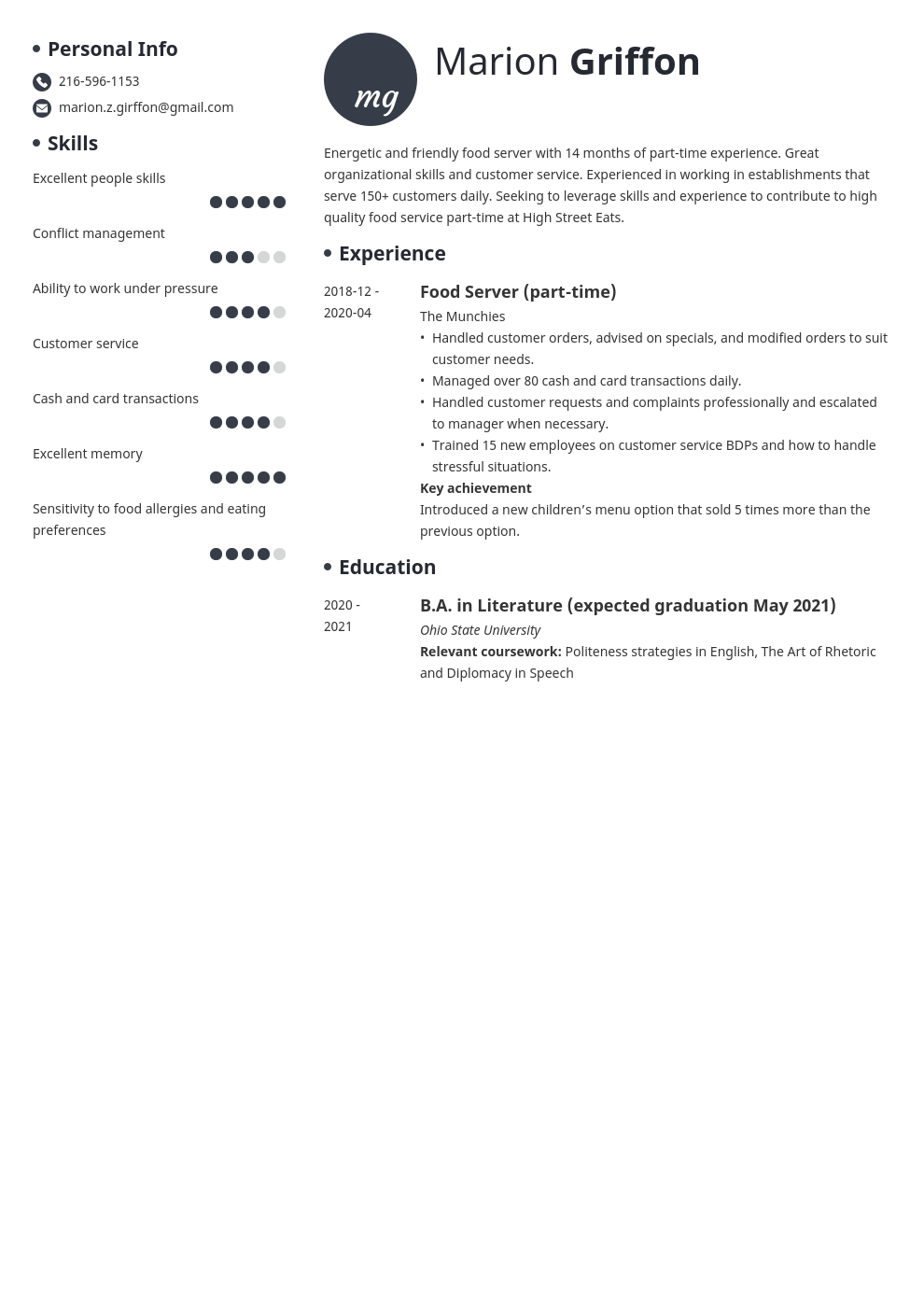 Working Experience Resume Example Partime Teacher : 11 ...