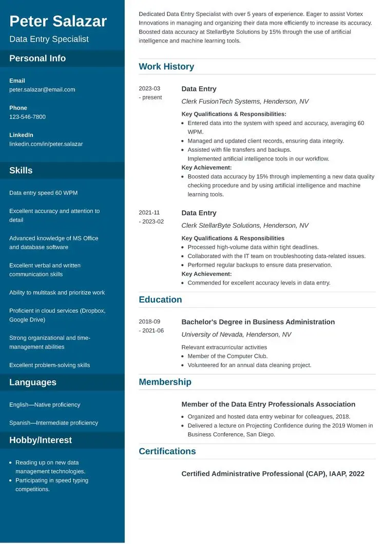 Cubic resume format template