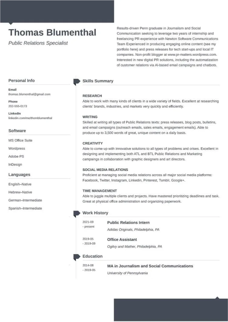 Cubic resume format template