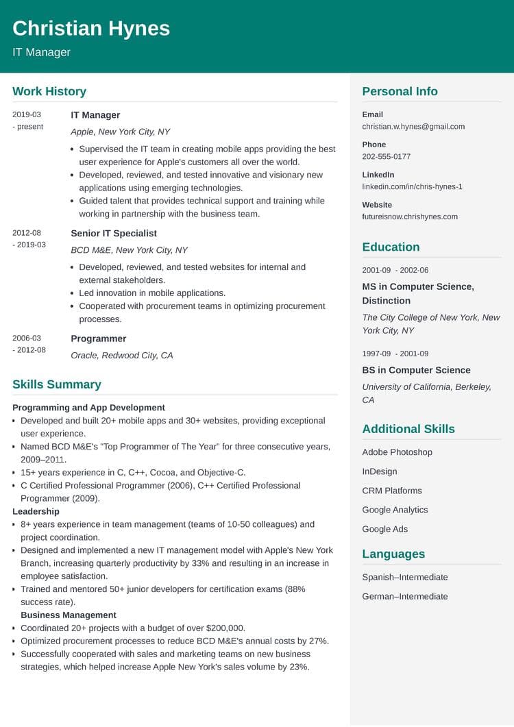 Combination Resume Sample