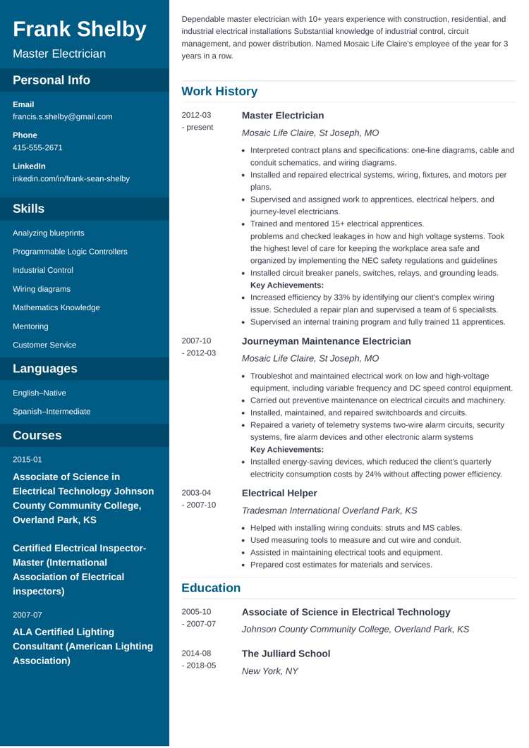 Reverse Chronological Resume Sample