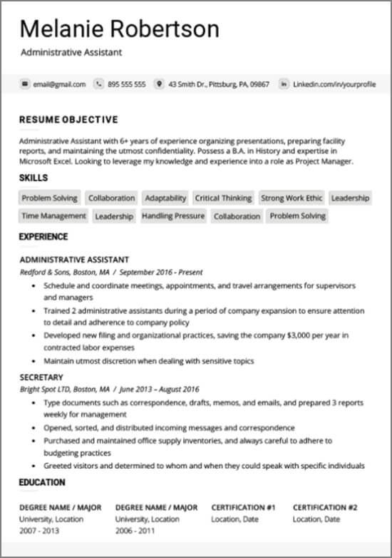 advanced resume template from resume genius