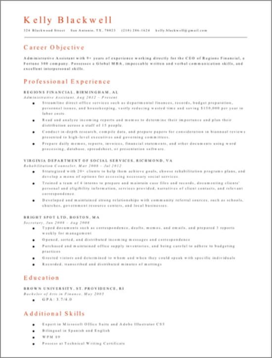 milano resume template from resume genius