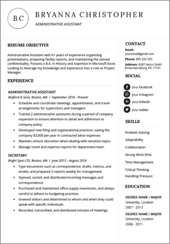 unique resume template from resume genius