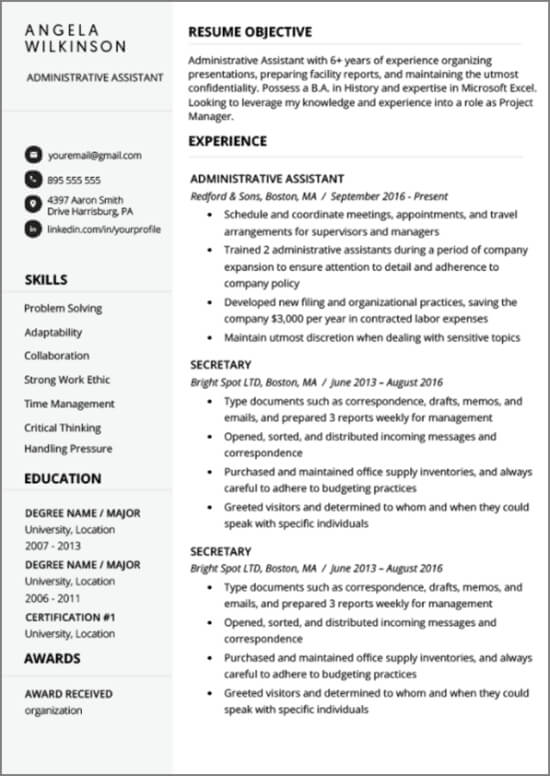 clean resume template from resume genius