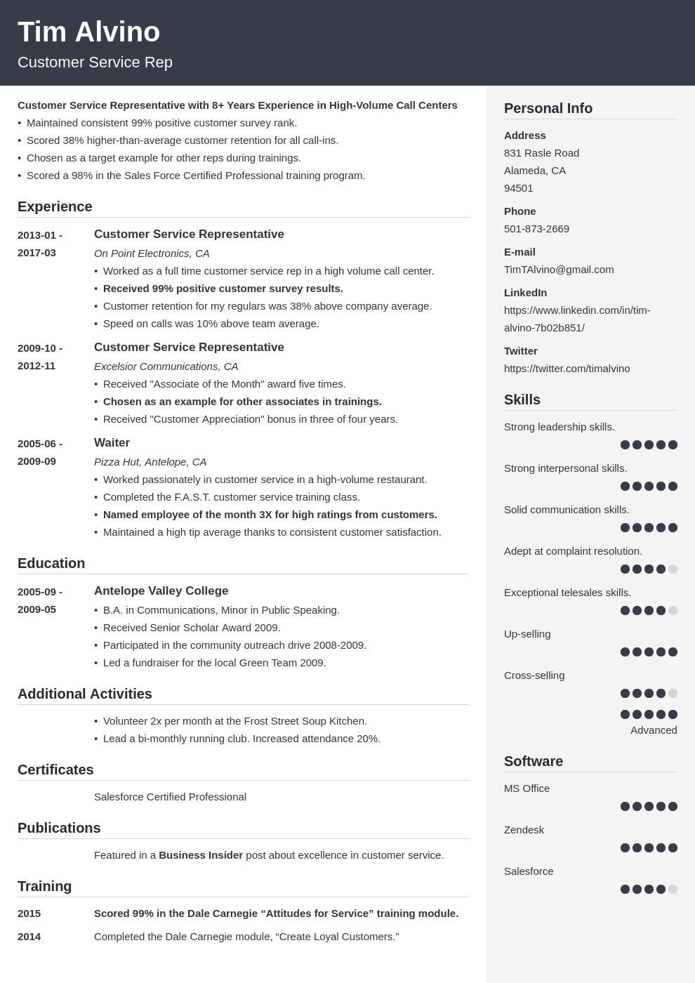 resume headline or summary examples