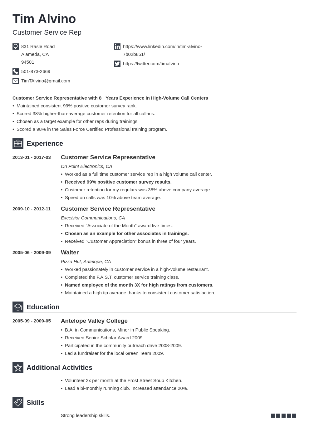 Headline Resume Title Examples