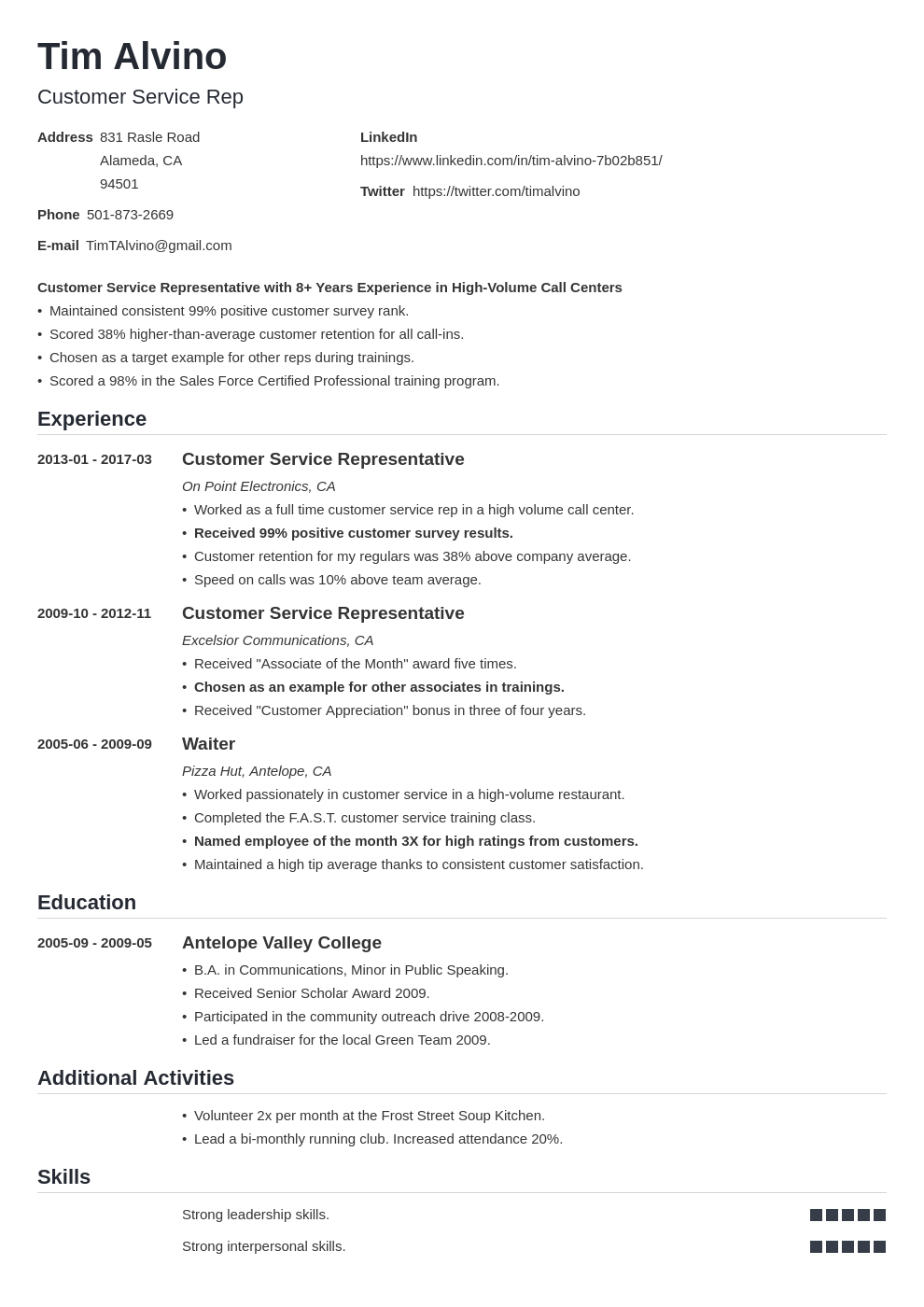 resume headline examples for high school students