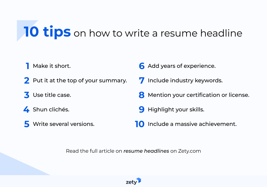 tips on how to write a resume headline