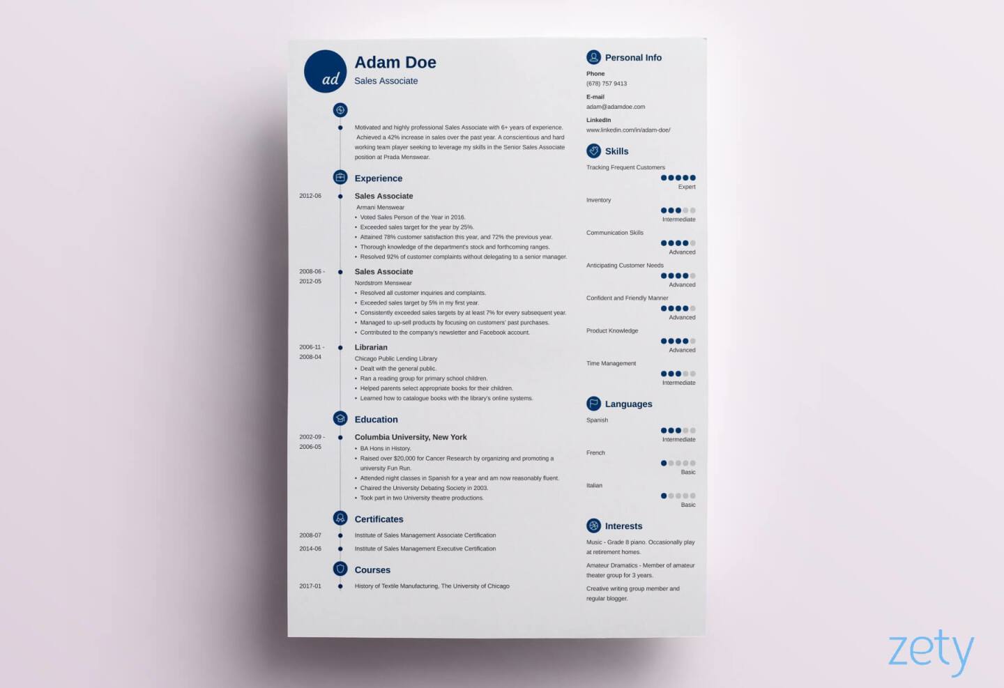 Resume Template With Icons