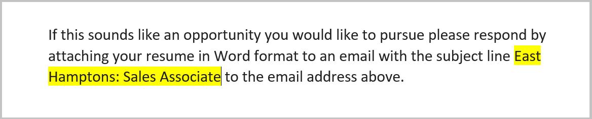 resume keywords in email subject line