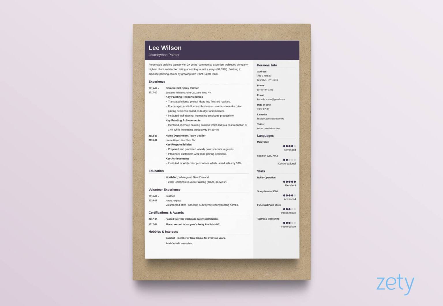 resume layout cubic