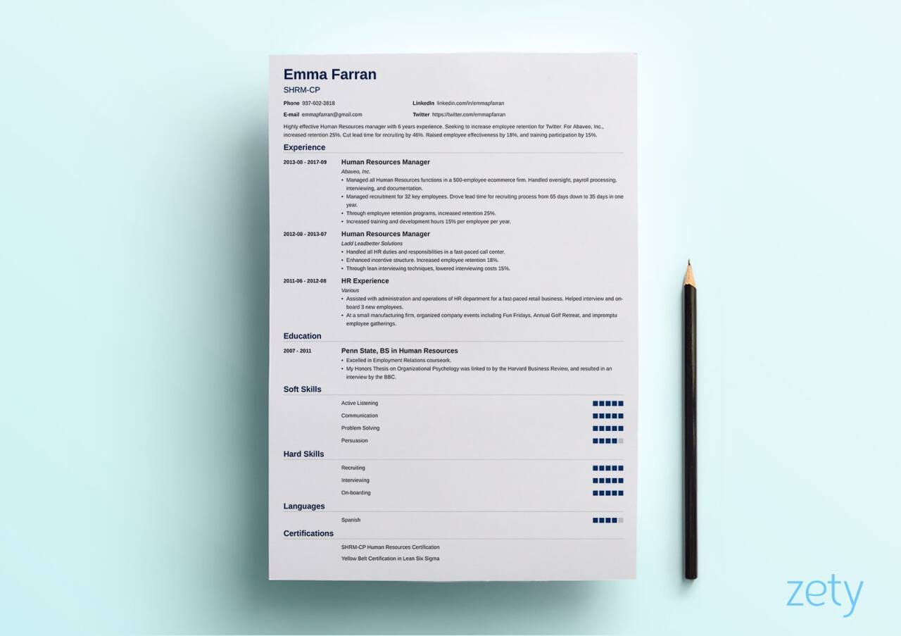 resume layout nanica