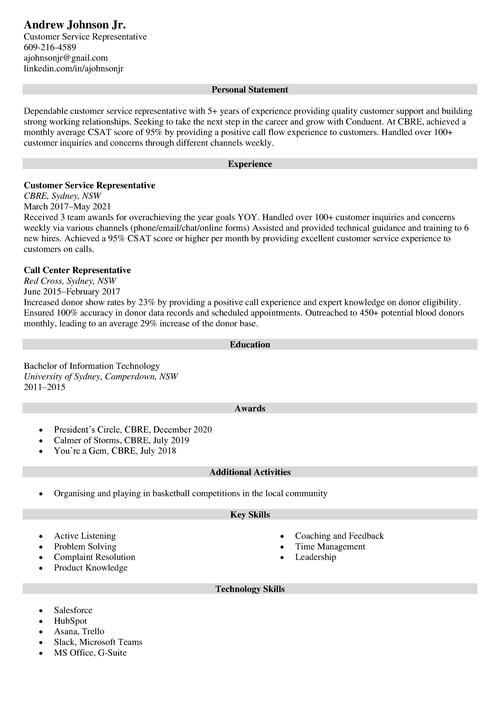 resume format objective statement