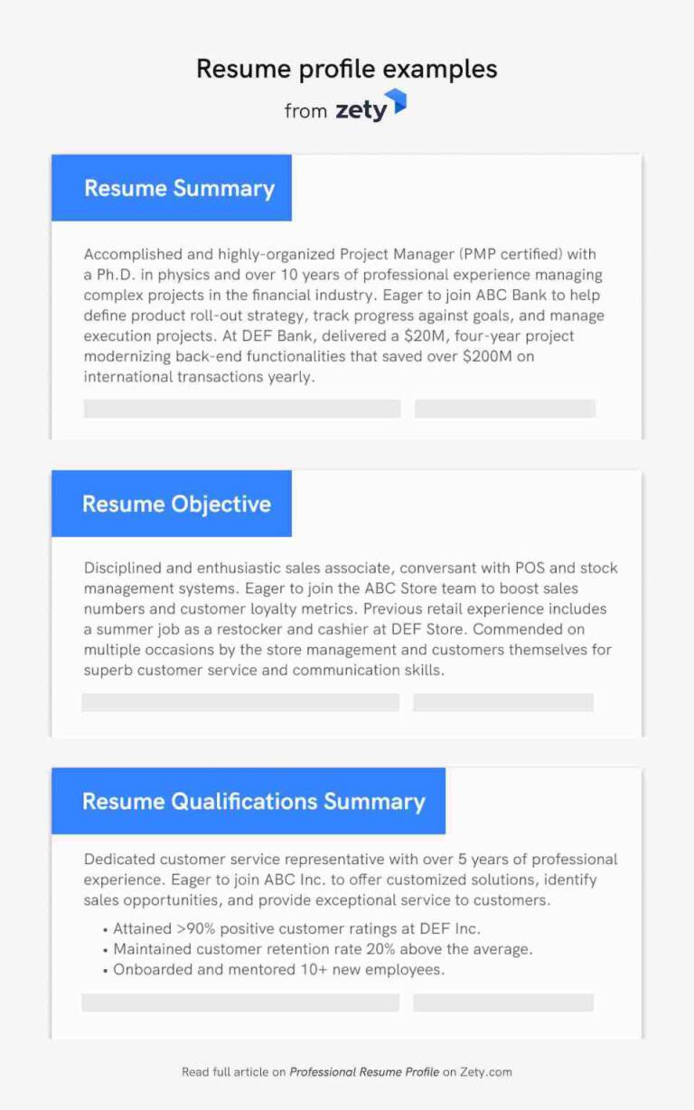 10 Professional Resume Profile Examples & Section Template