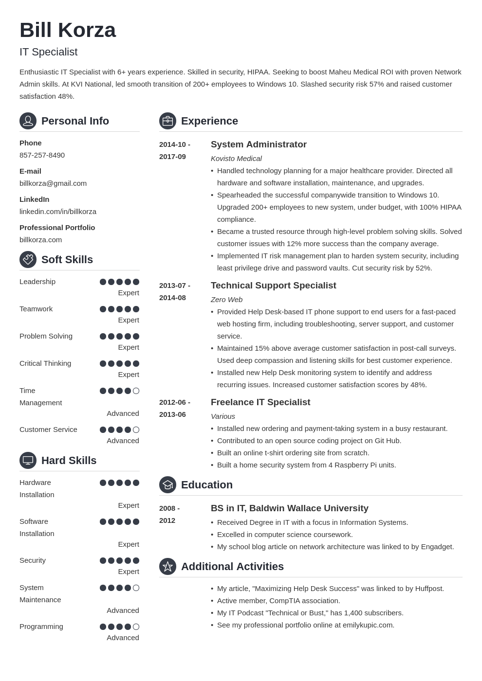 Professional Resume Profile Examples For Any Job