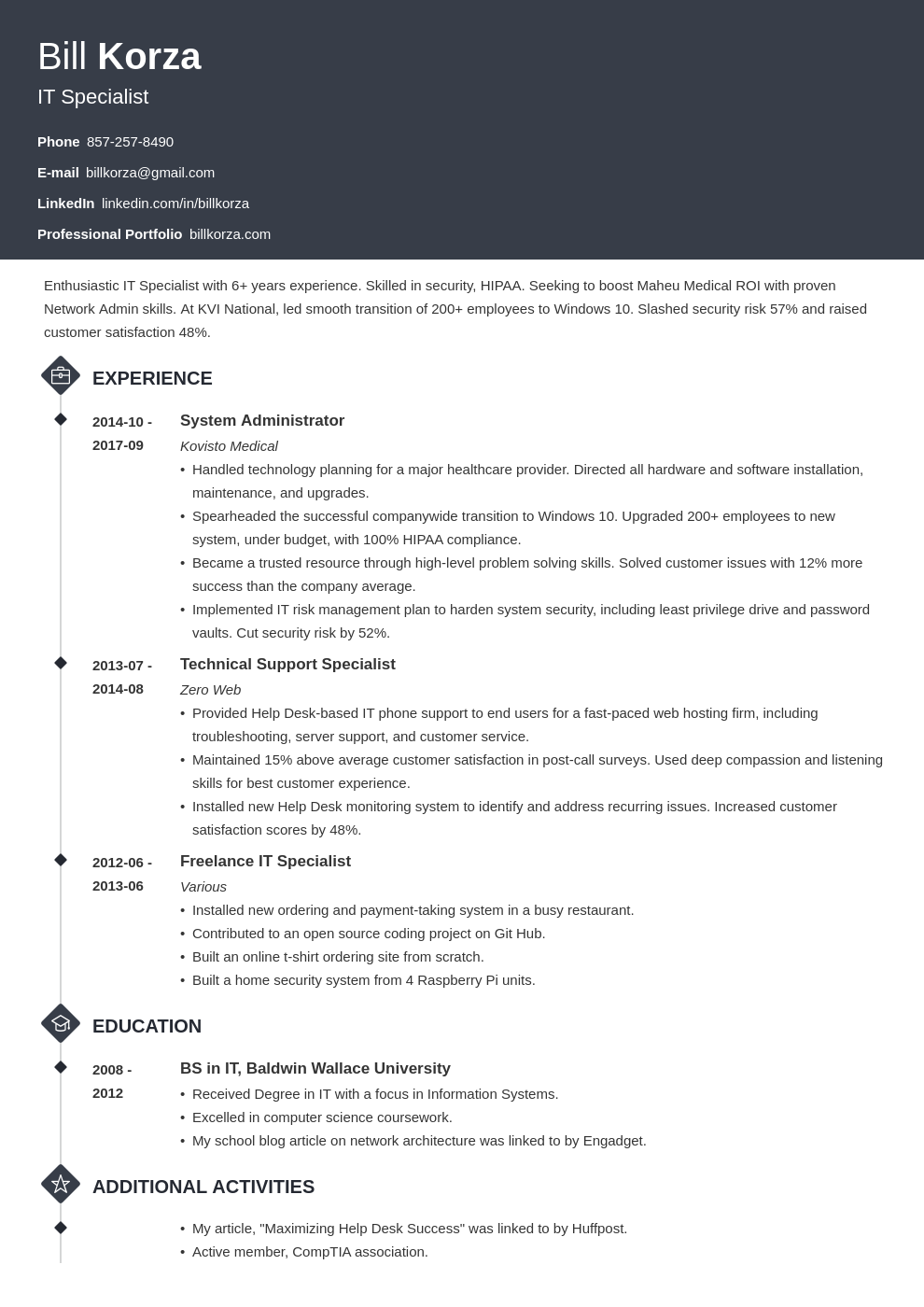 good profile for resume examples