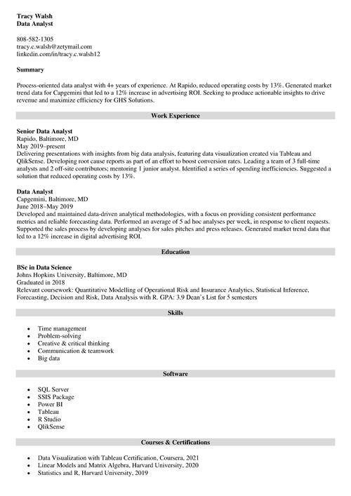 Resume Sections Categories with Tips On Order Titles 