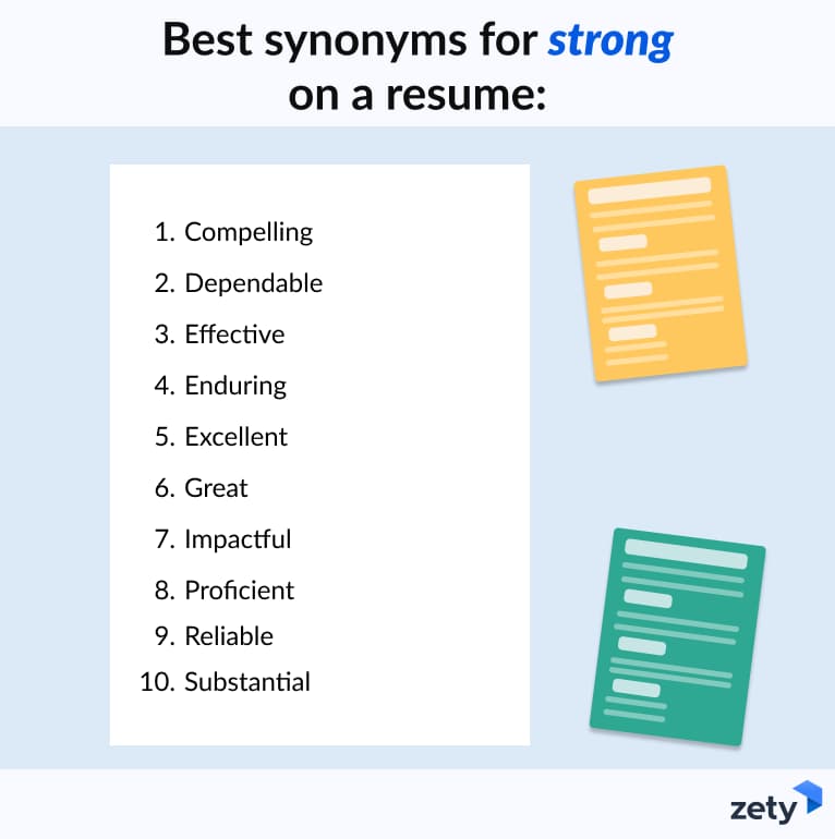 synonyms for strong on a resume