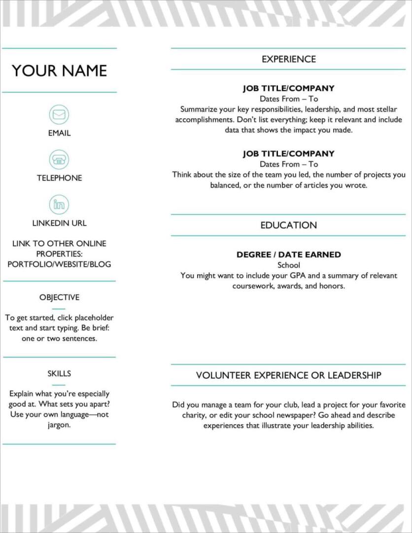 resume templates free download for microsoft word