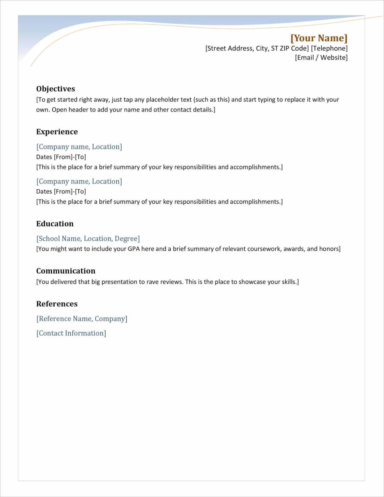 Simple Resume Template Microsoft Word