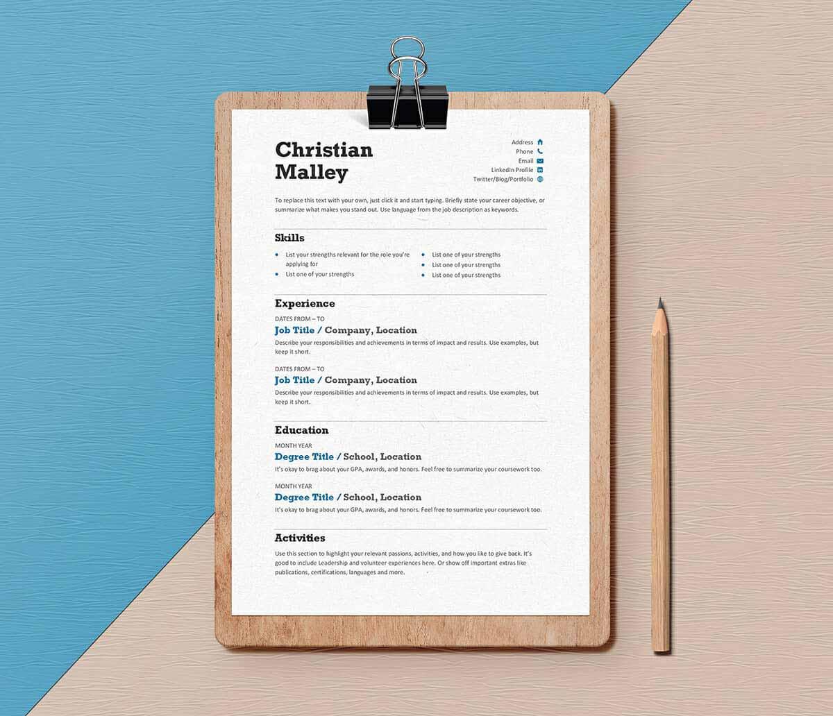 resume templates for word  free   15  examples for download