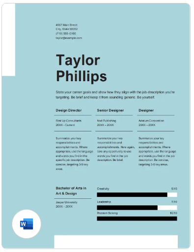 clean elegant resume by microsoft