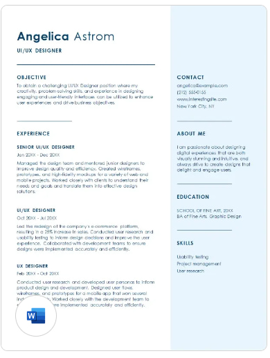 simple ux ui designer resume by microsoft