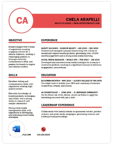 polished resume by moo from microsoft