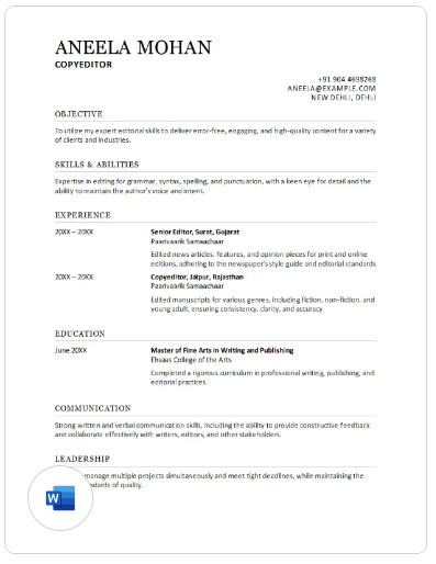 resume chronological by microsoft