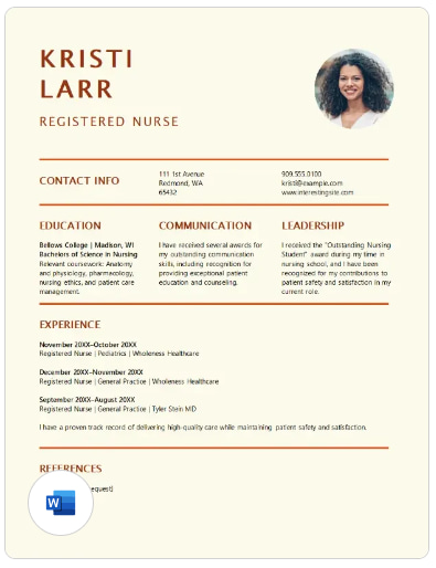 bold nursing resume from microsoft