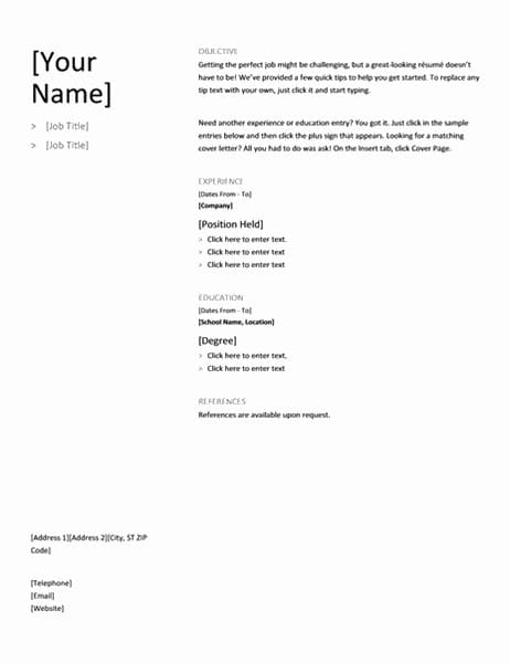 Resume Template for Microsoft Word