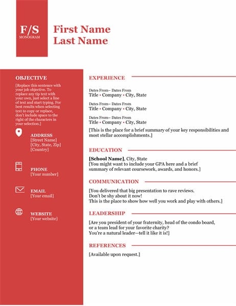 Resume Template for Microsoft Word