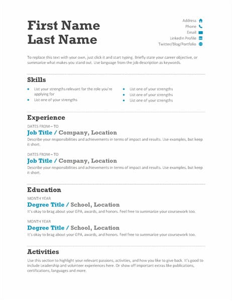 Resume Template for Microsoft Word