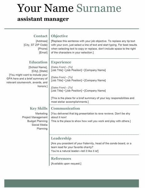 Resume Template for Microsoft Word