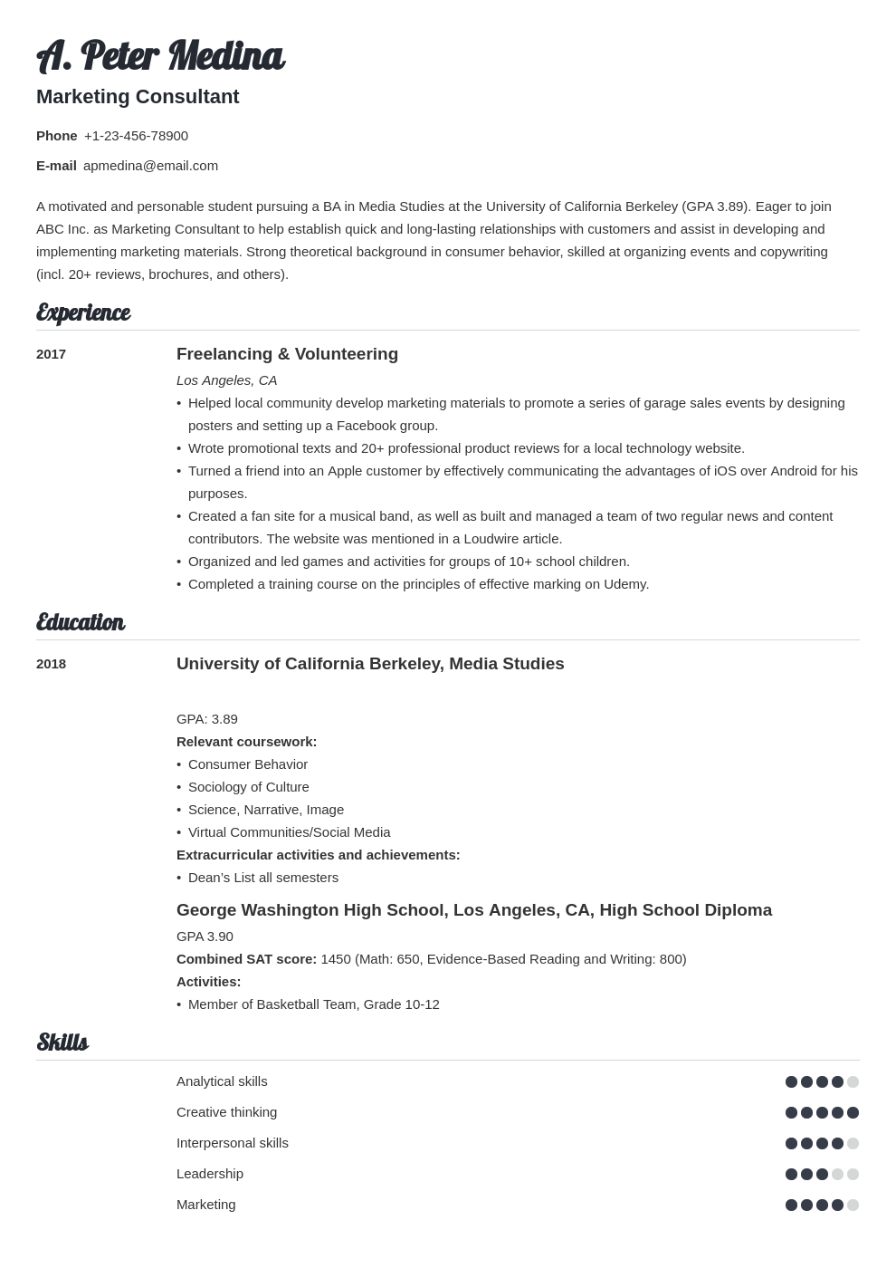 sample resume entry level no experience