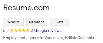 Resume.com Google Review