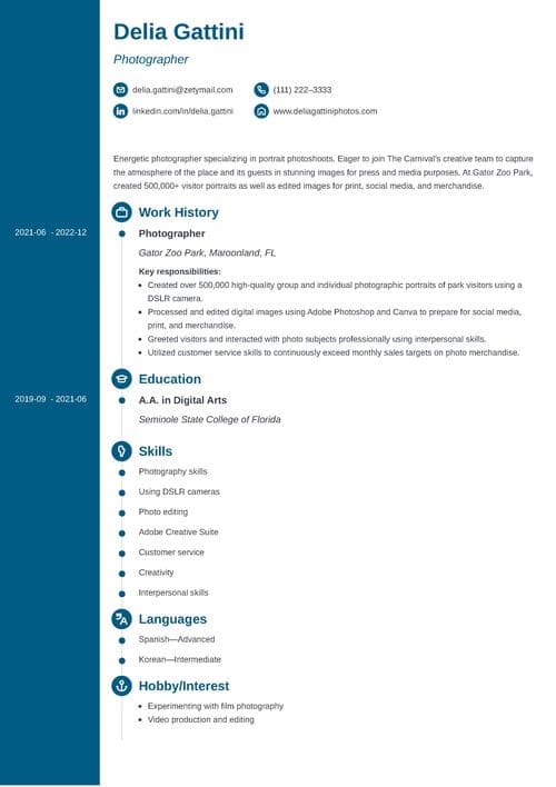 Resume Example made with Zety Resume Builder