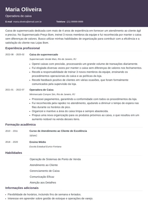  modelo de currículo com resumo profissional pronto