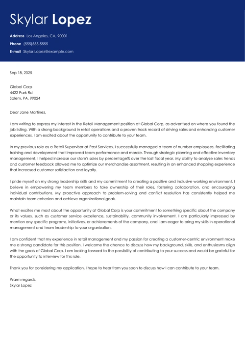 sample cover letter example