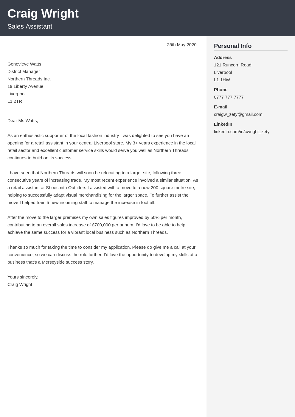retail cover letter examples uk