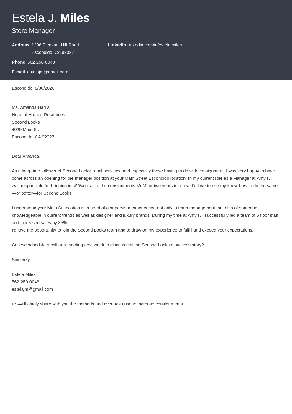 cover letter for growth manager