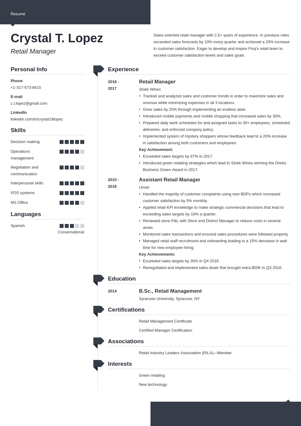 retail manager resume example template modern