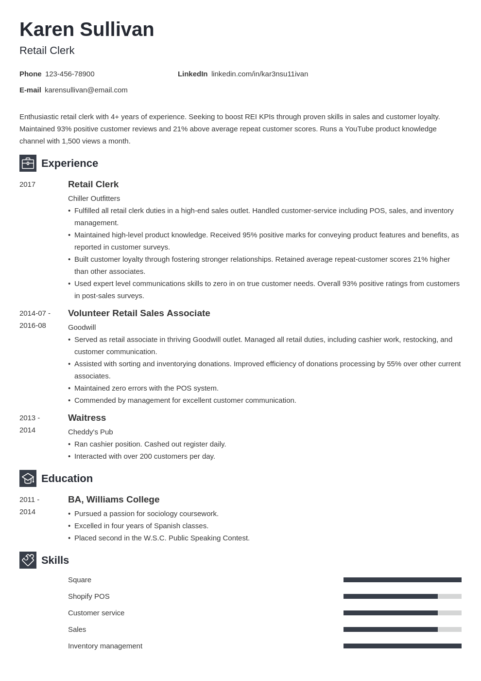retail resume example template newcast