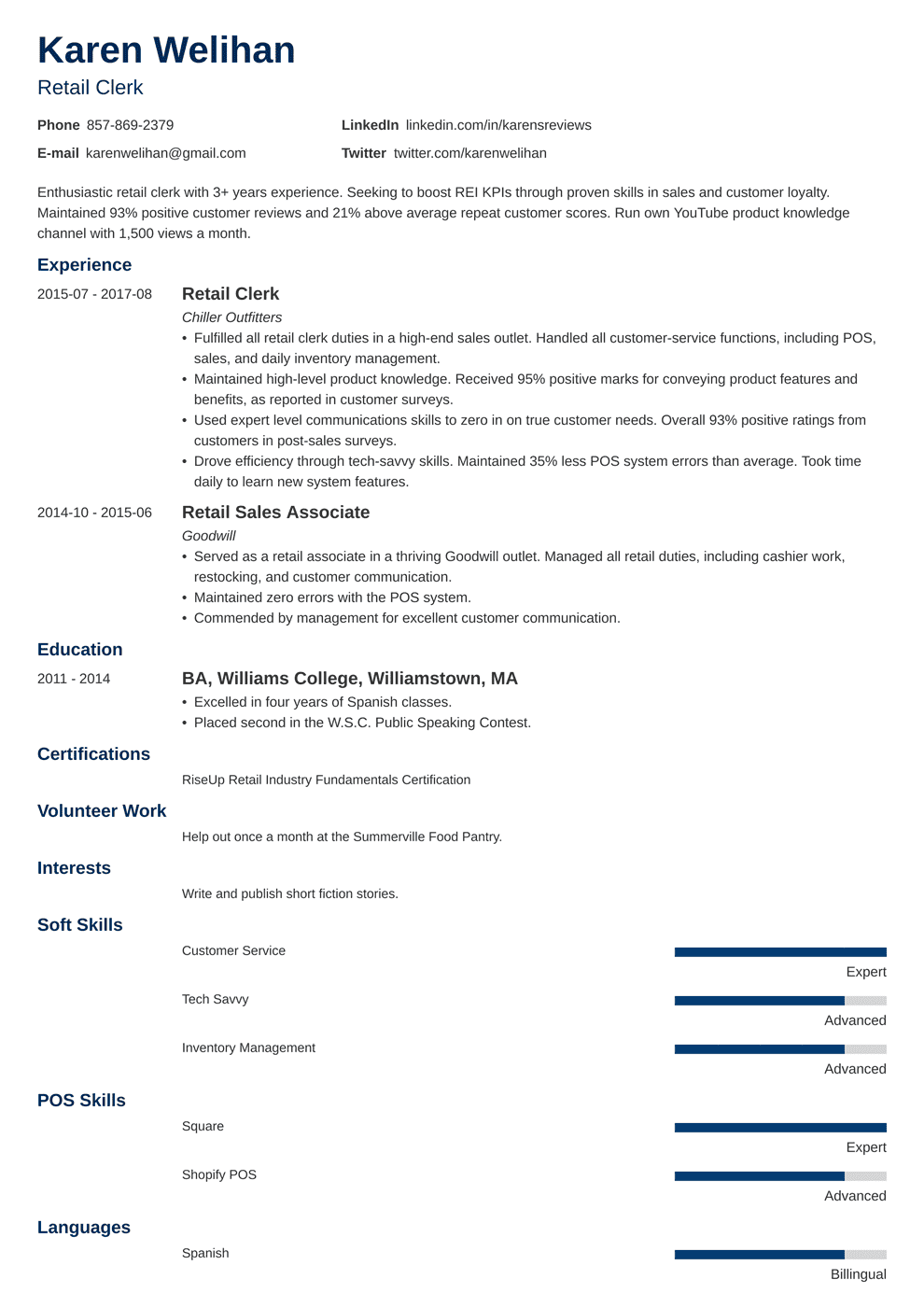 Retail Resume Examples (Template with Skills & Experience)