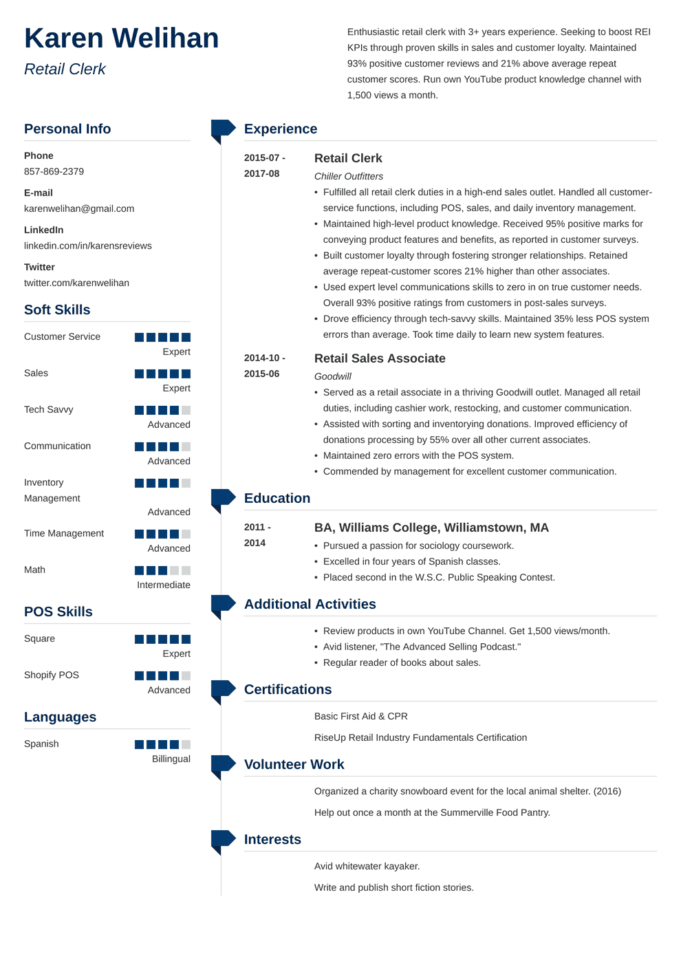 Retail Skills Resume